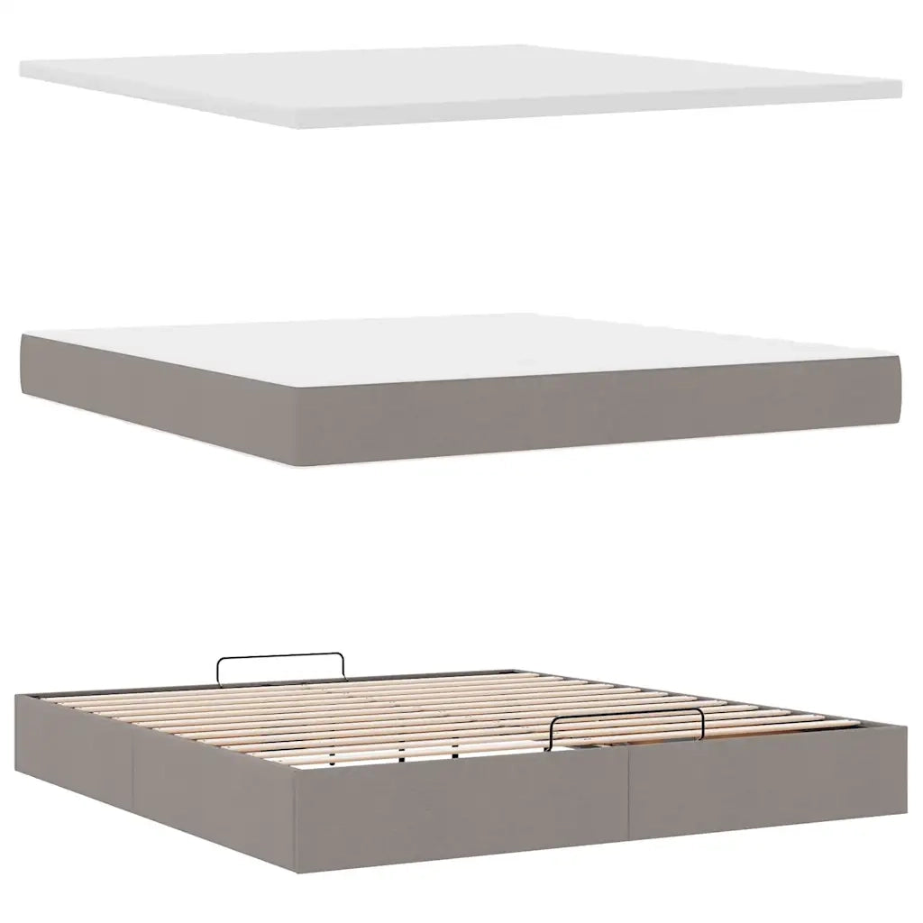 Struttura Letto Pouf con Materasso Tortora 180x200cm in Tessuto 3313179