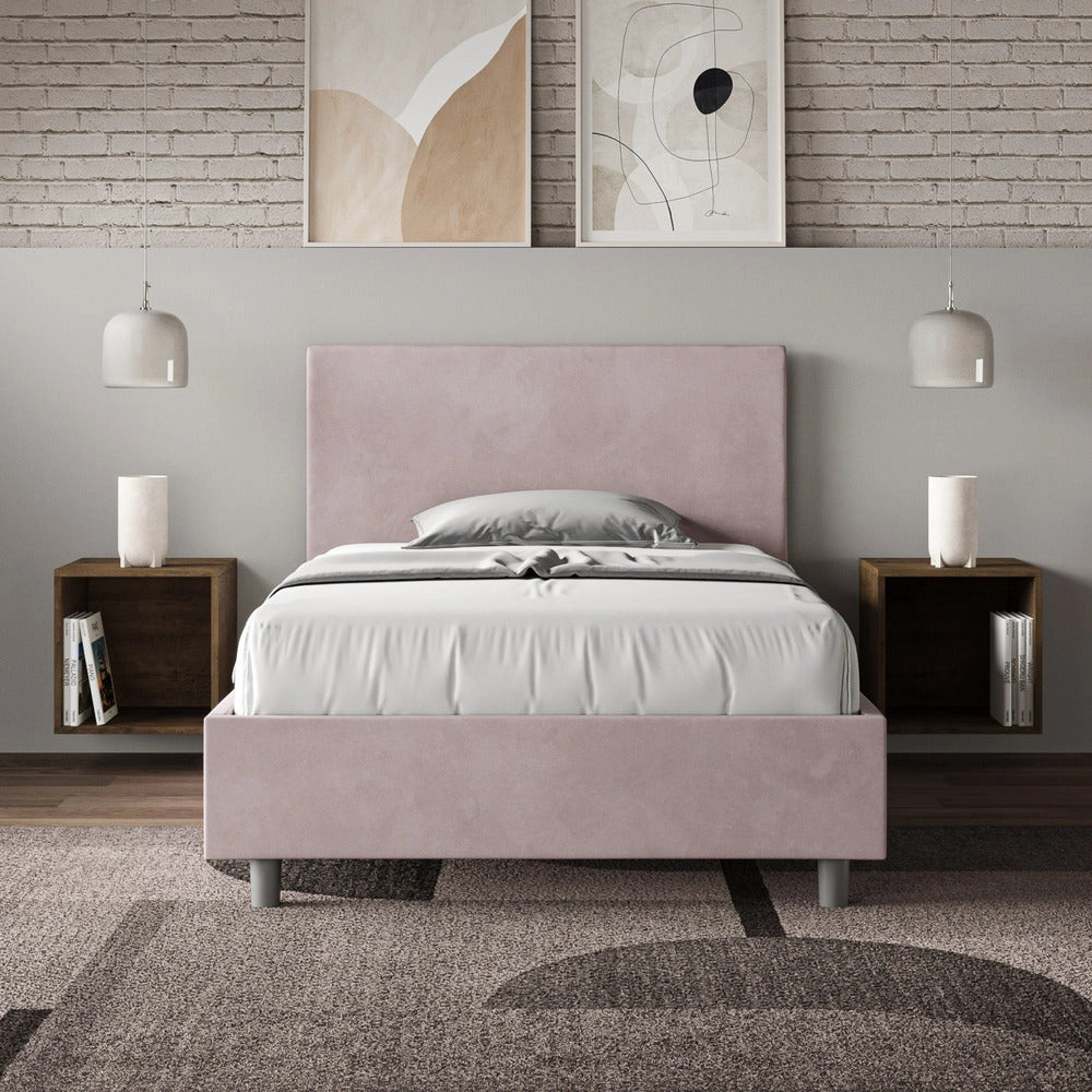 Letto 1 Piazza e Mezzo 120x200 cm con Rete e Contenitore Adele Glicine