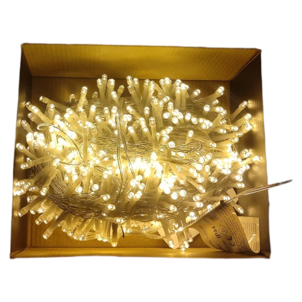 LUCI LED ORO 1000 LED 20 MT INTERNO ESTERNO CAVO TRASPARENTE