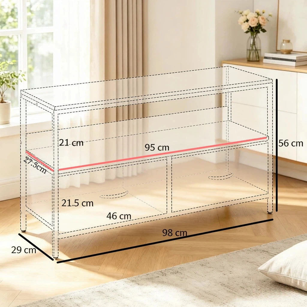 Mobile basso per TV con cassetti pieghevoli, mobile per l'intrattenimento con ripiani a giorno, elegante tavolino per TV, credenza versatile (solo con