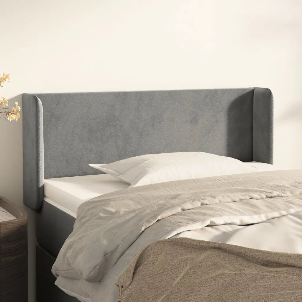 Testiera | Testata ad Orecchio Grigio Chiaro 83x16x78/88 cm in Velluto