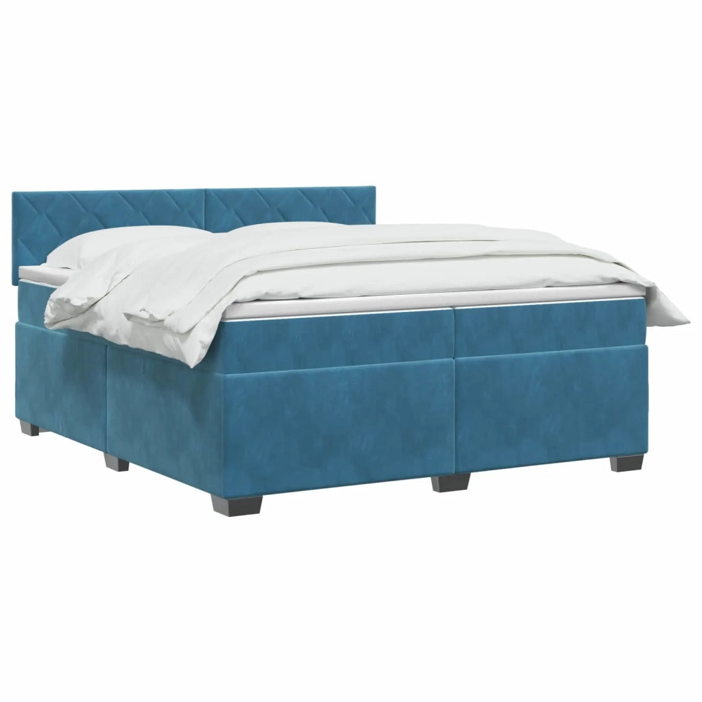 Letto con Box Spring, Materasso e LED Blu 200 x 200 cm Velluto 3452256