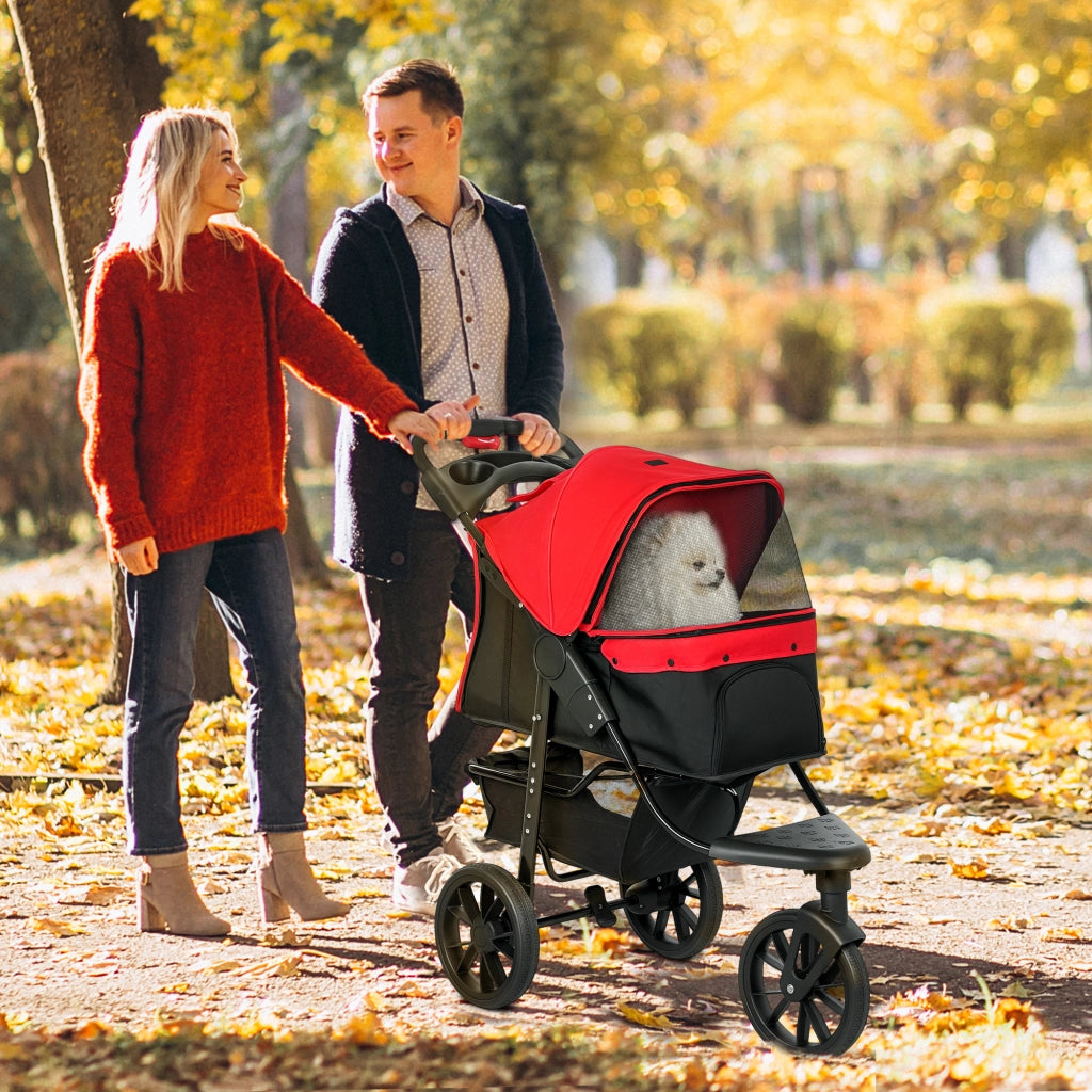 Carrello per cani pieghevole 3 ruote ¨C Minimal ¨C 109,5x57,5x106,5cm rosso