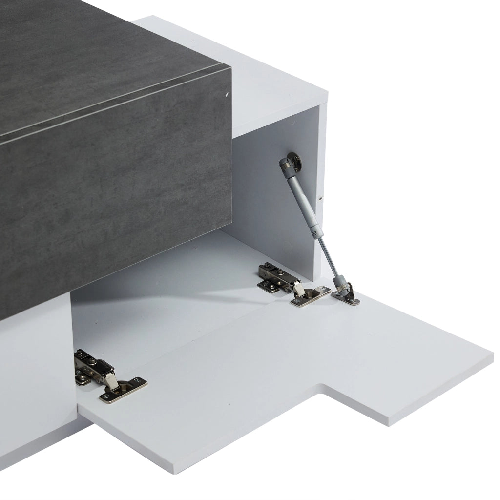 Mobile TV moderno da 180 cm bianco e grigio con illuminazione LED RGB