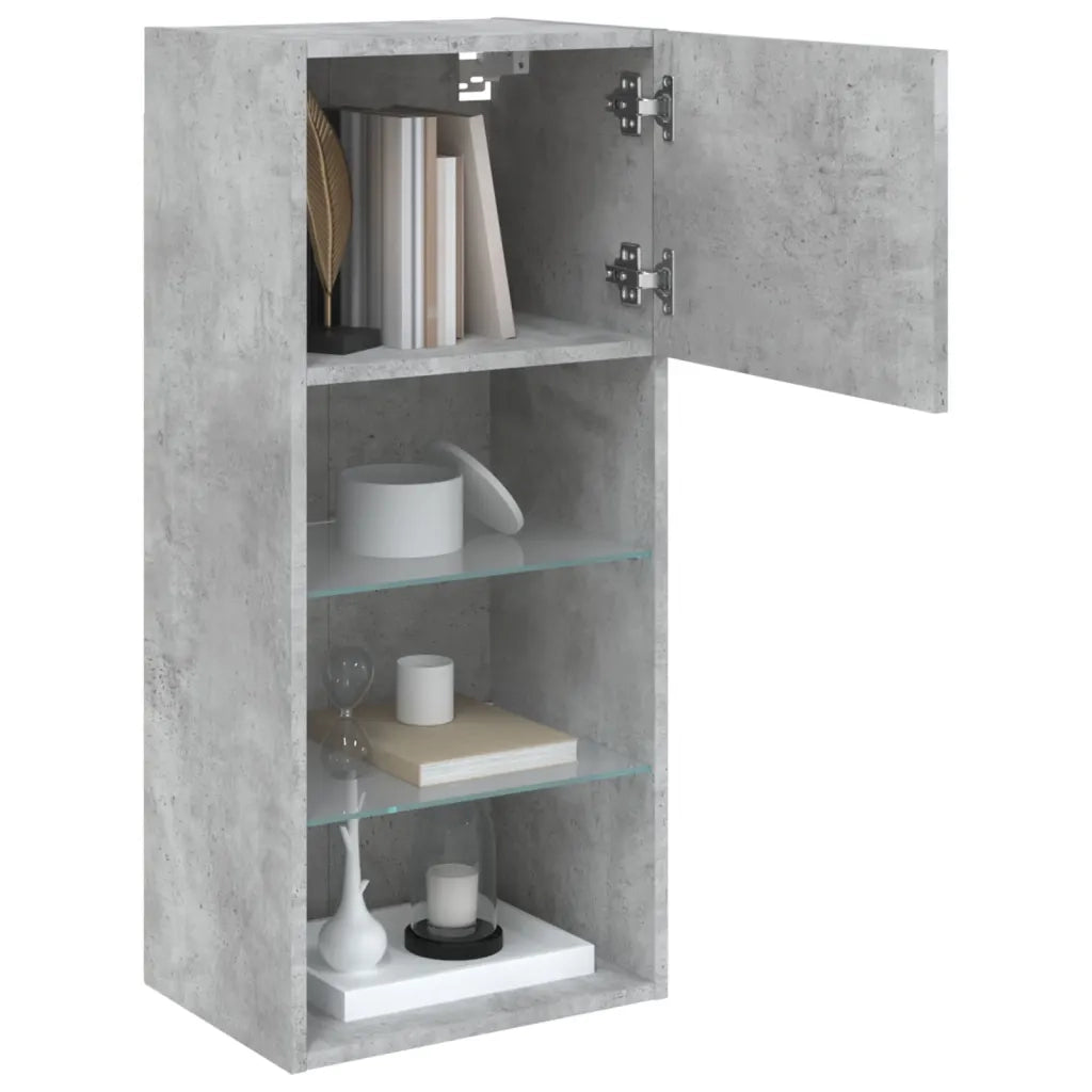 Mobili TV con Luci LED 2pz | Armadietto TV | Mobile Porta TV Grigio Cemento 40,5x30x90 cm
