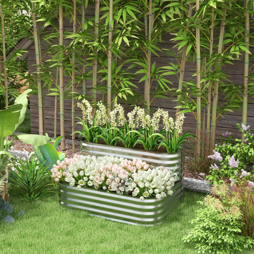 Scaffale da Giardino a 2 Livelli in Acciaio Zincato 118x45x30 cm, Resistente e Pratico per Piante e Verdure