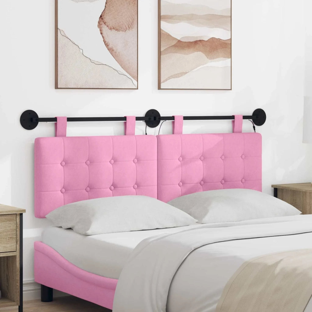 Testiera | Testata sospesa Con luce LED Rosa Tessuto