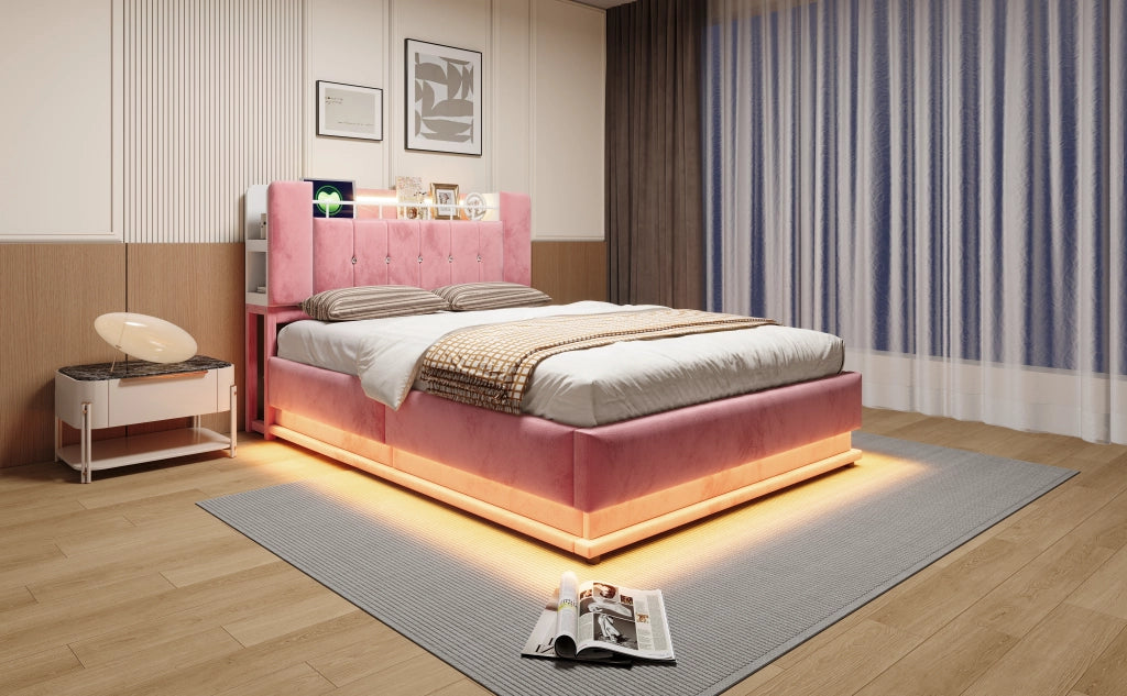 letto imbottito velluto rosa 142 x 220 cm