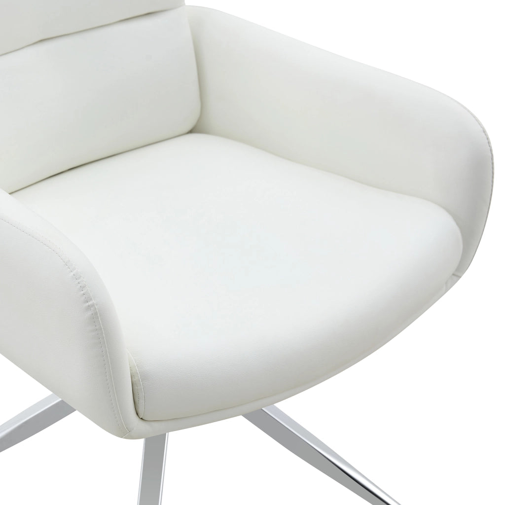Sedie da sala da pranzo girevoli a 360 gradi set 2 con schienale imbottito in similpelle PU e metallo argento bianco