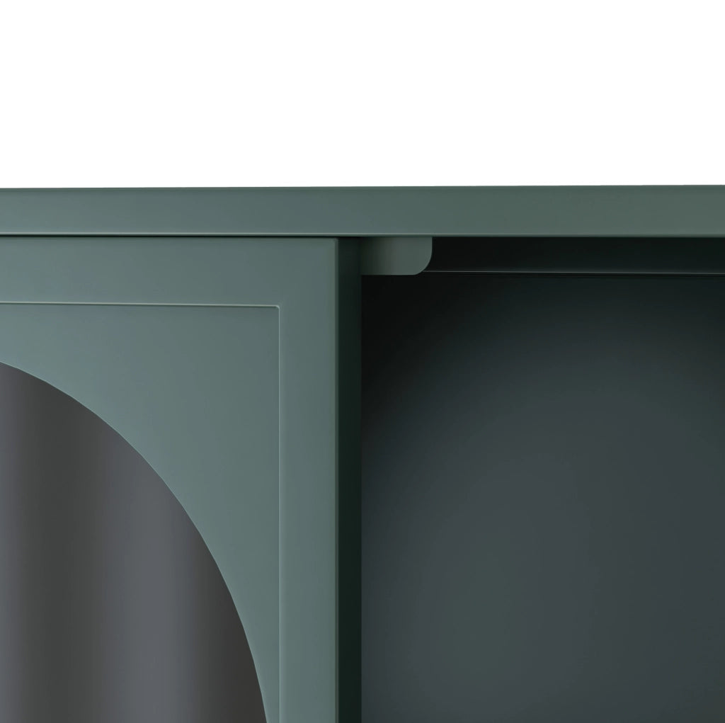Armadio pensile 4 ante in metallo e vetro grigio 120x23x70 cm verde scuro