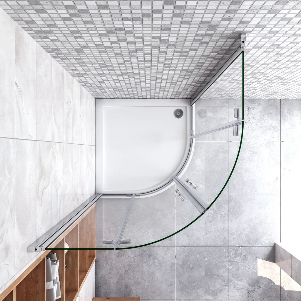 90x90x195 cm Box Doccia Semicircolare Porte Battenti e Ante Pieghevoli in Vetro Temperato 6mm Anticalcare Trasparente Profilo Cromo Lucido