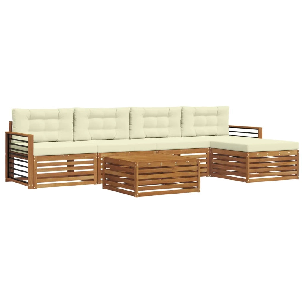 Set di divani da esterno con cuscino 6 pcs Naturale e Crema 3373350