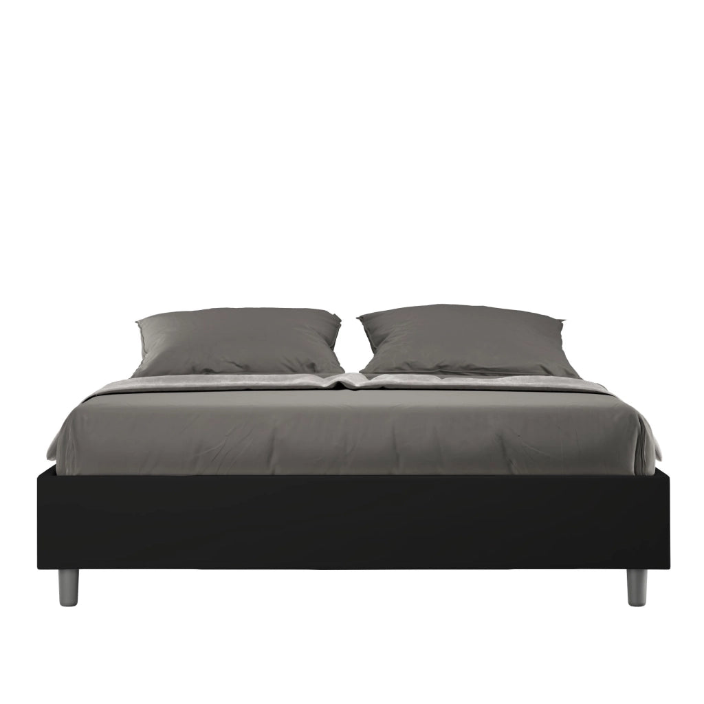 BS COM Letto matrimoniale senza rete imbottito 160x190 similpelle nero