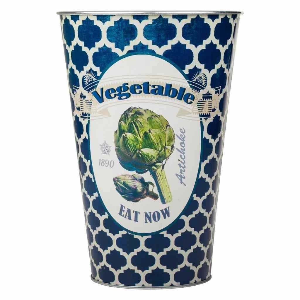 Secchiello decorativo in metallo blu d16x24h
