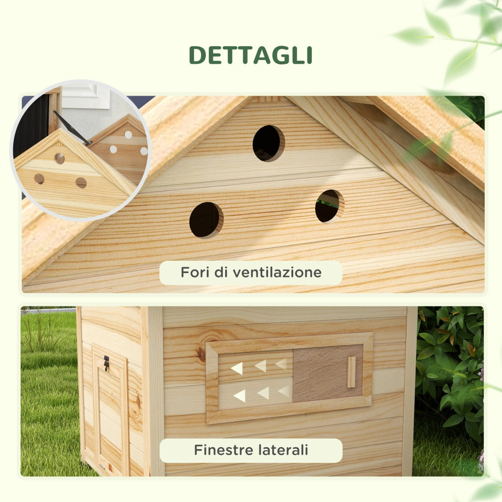 Casetta per Anatre da Esterno con Rampa, Fondo Rimovibile e Fori di Ventilazione, 78x90x92 cm, Legno