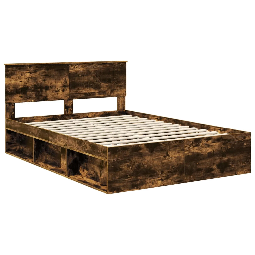 Struttura del letto Rovere fumé 140 x 190 cm Pino massello 3410604