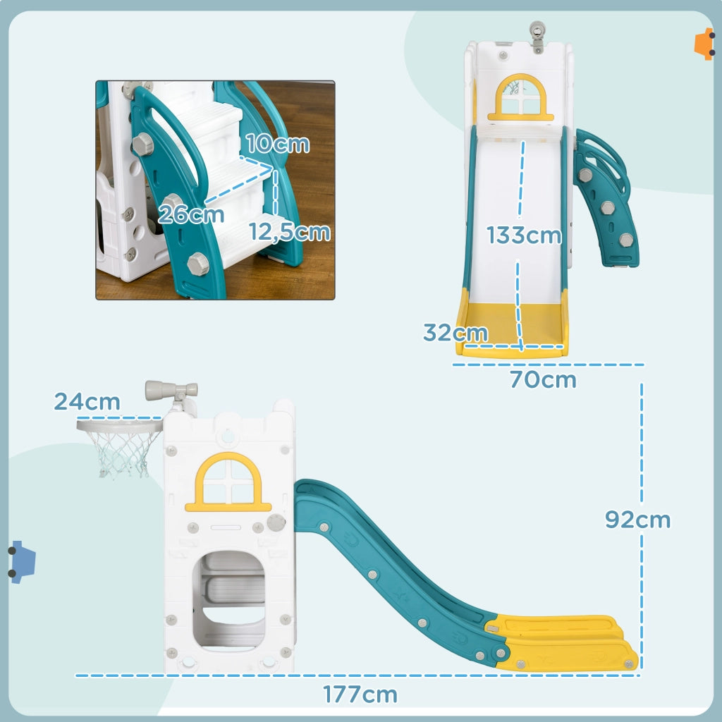 Letto a Soppalco con Scivolo e Scala ¨C Minimal ¨C Verde e Giallo