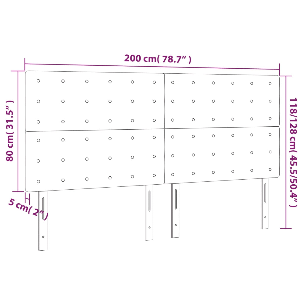 Testiera | Testata Nera 200x5x118/128 cm Velluto