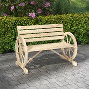 Panchina Da Giardino 2 Posti Con Schienale Alto In Legno Naturale Stile Rustico Portata 240 Kg