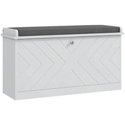 Panca Scarpiera Salvaspazio con Cuscino e Cassetto Ribaltabile per 8 Paia di Scarpe, 80x26x44.5 cm, Bianco