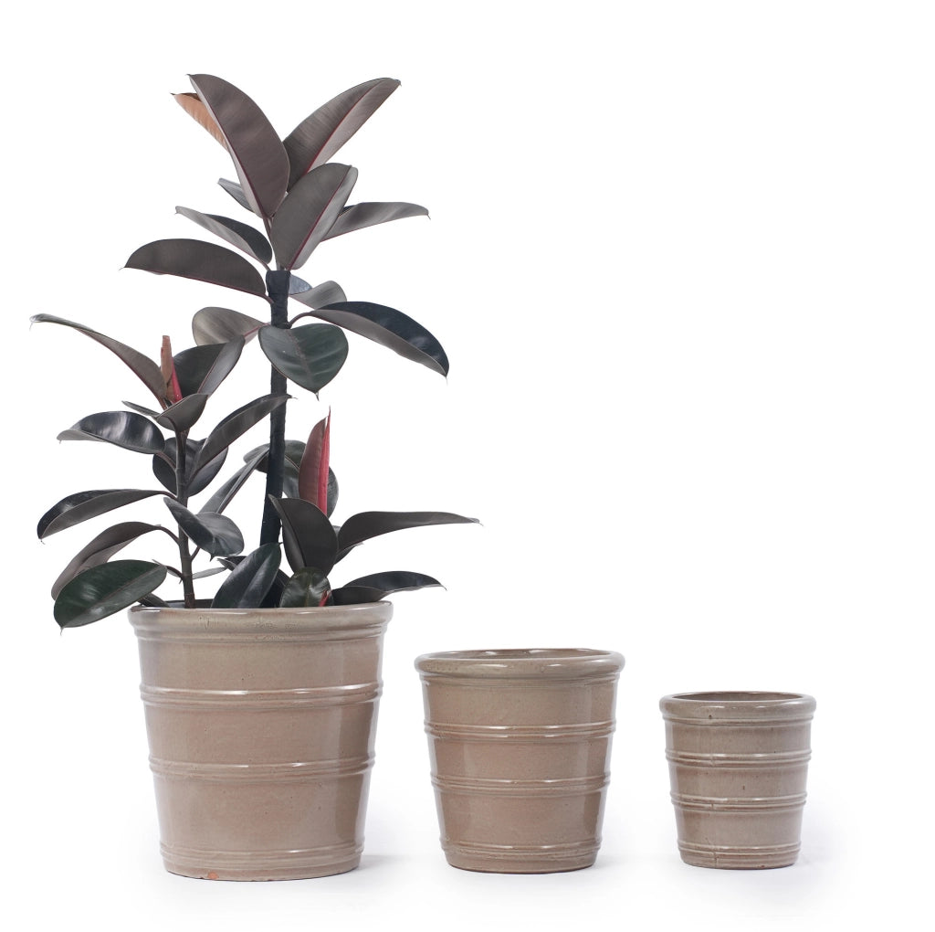 Set di 3 vasi in ceramica Ø 40,5/32/24 cm tortora per giardino e balcone