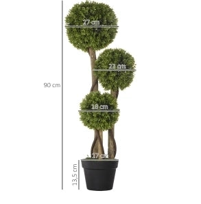 Pianta artificiale ULEVR bosso 90 cm in vaso, decorazione verde in plastica per interni ed esterni