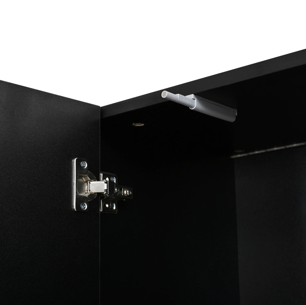 Armadio alto nero con LED controllabili via app e ante doppie