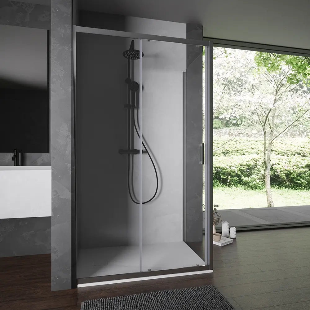 Box doccia 80x125 cm scorrevole profili cromati vetro temperato 6mm trasparente anticalcare h198 | Tahiti