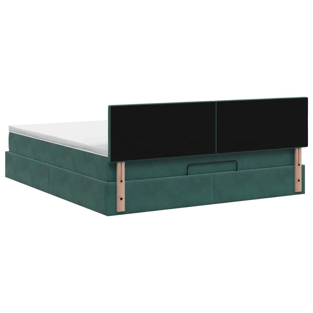 Letto Ottomano con Materasso e LED Verde Scuro 140 x 200 cm 3457218
