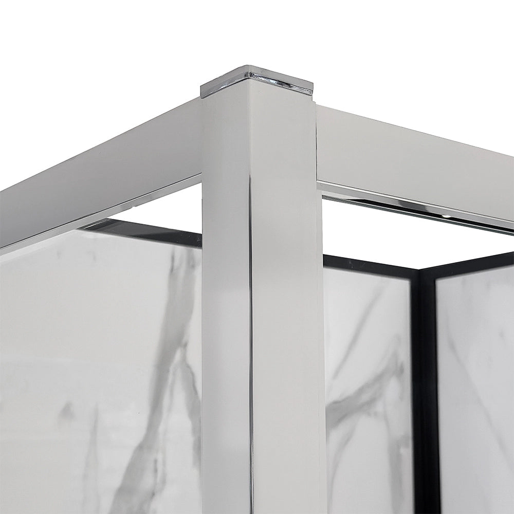 Box doccia 3 lati 90x160x90 cm con porta scorrevole in vetro trasparente Ted