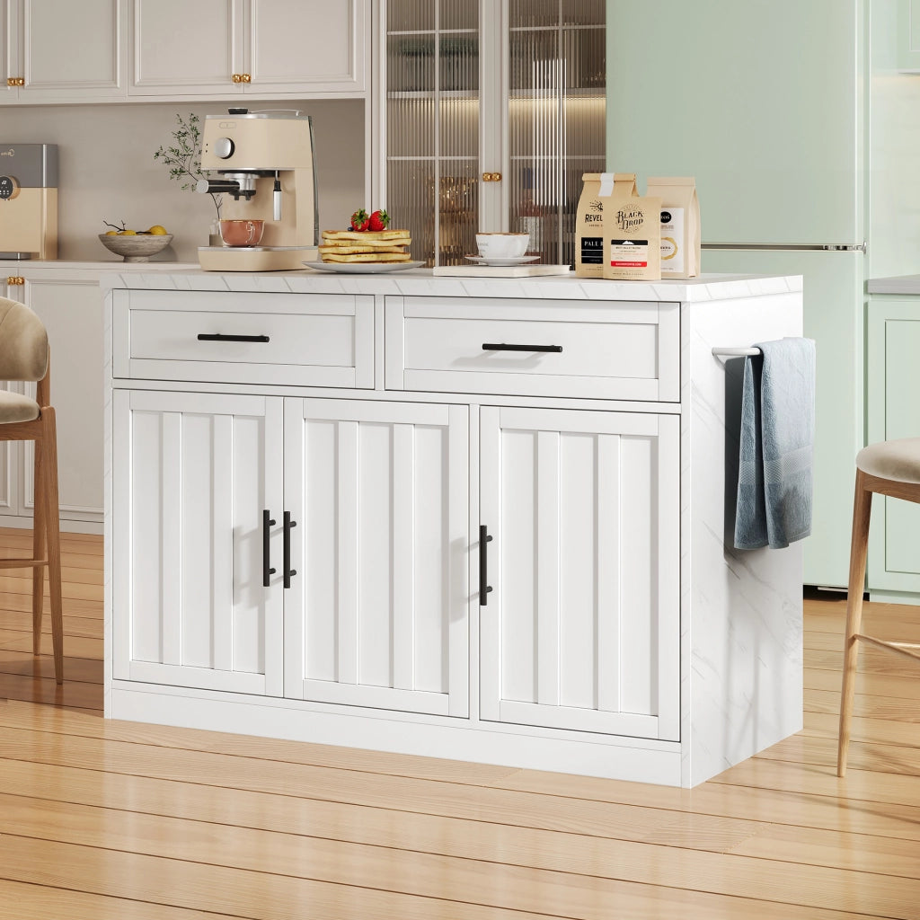 Mobile base da cucina con bancone; prese e USB; 2 cassetti; 3 ante con ripiani regolabili bianco 120 × 60 × 91 cm