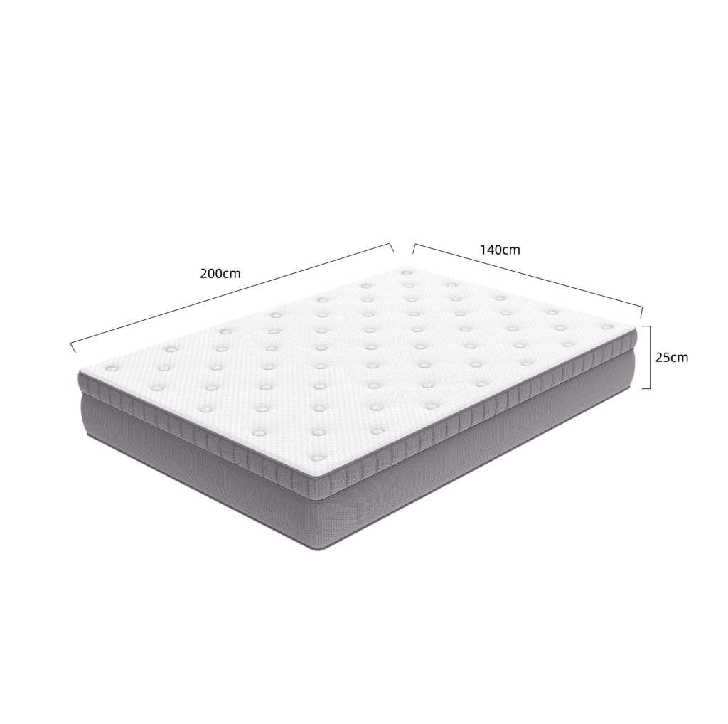 Materasso 140x200 cm bianco H3, schiuma comfort e molle 7 zone, OEKO-TEX