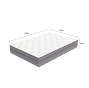 Materasso 140x200 cm bianco H3, schiuma comfort e molle 7 zone, OEKO-TEX