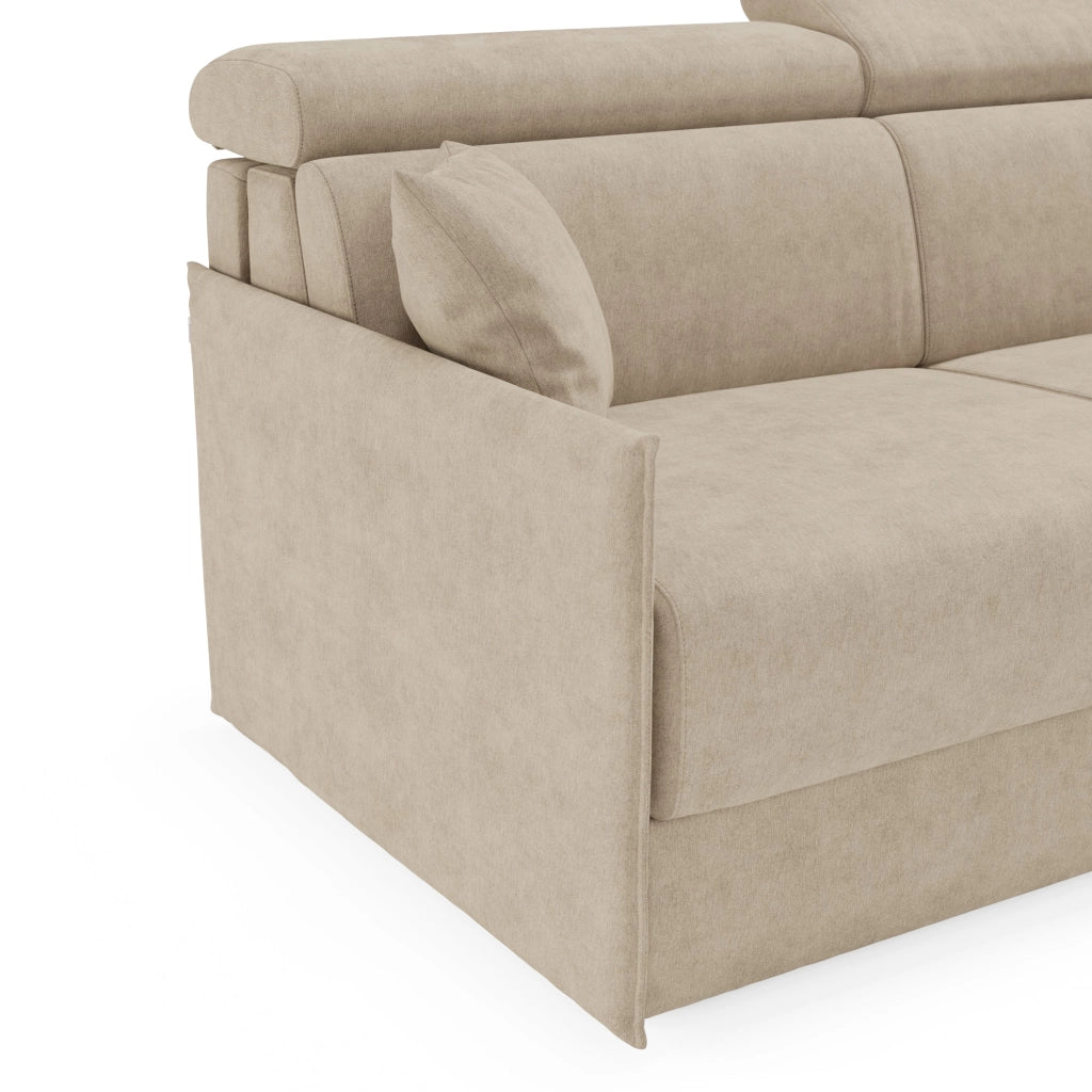 Miryam Divano letto con poggiatesta reclinabili e comfort maxi - design compatto in morbido tessuto smacchiabile T31 169 cm beige