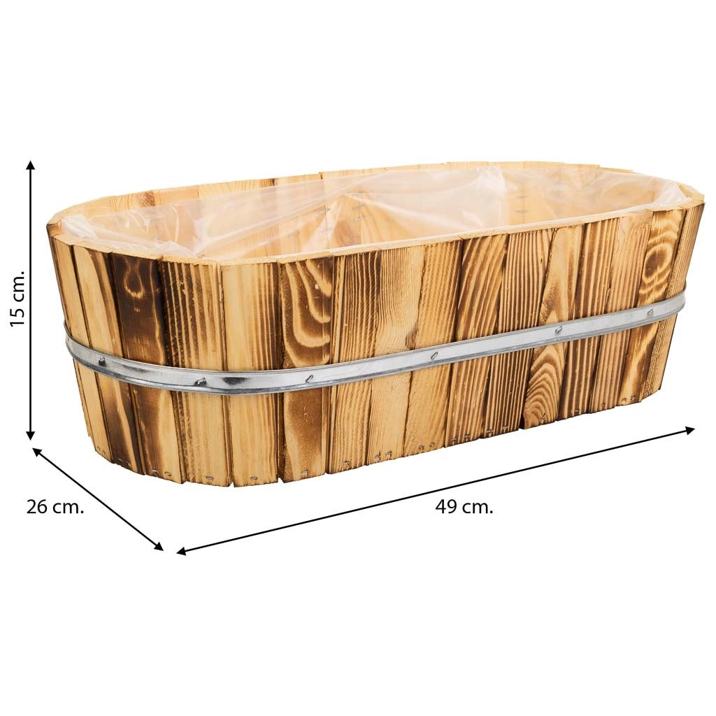 Cesto in legno e corda marrone 49x26x15h