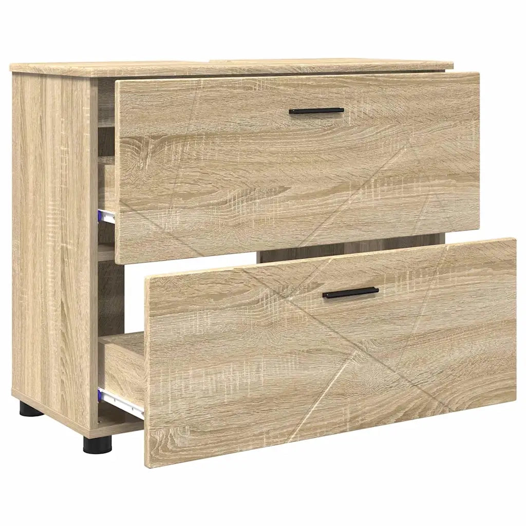 Set di mobili per il bagno con cassetto 3 pcs Rovere Sonoma