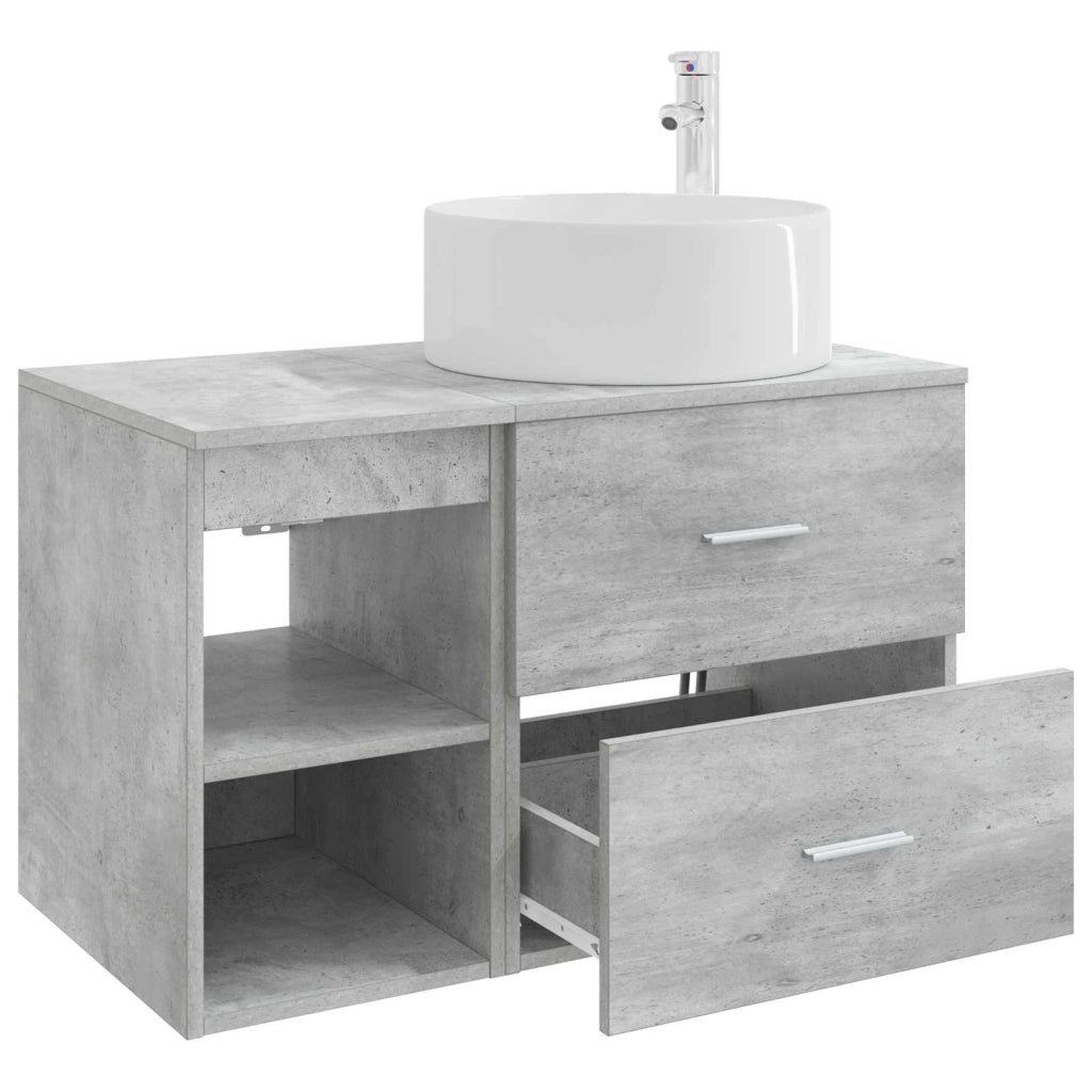 Set di mobili per il bagno 2 pz Grigio Cemento 3403931