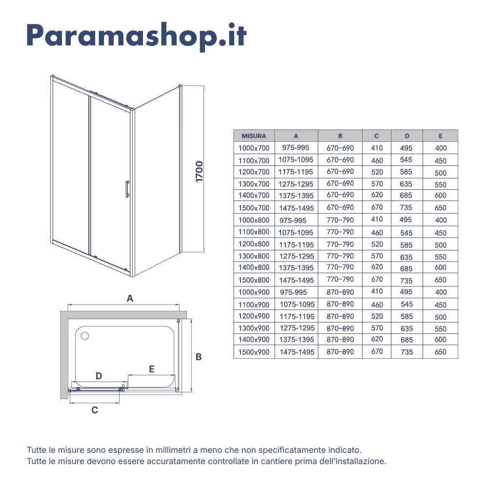 Box doccia cromato 130x70cm vetro 6mm trasparente apertura scorrevole h170cm | Sicily