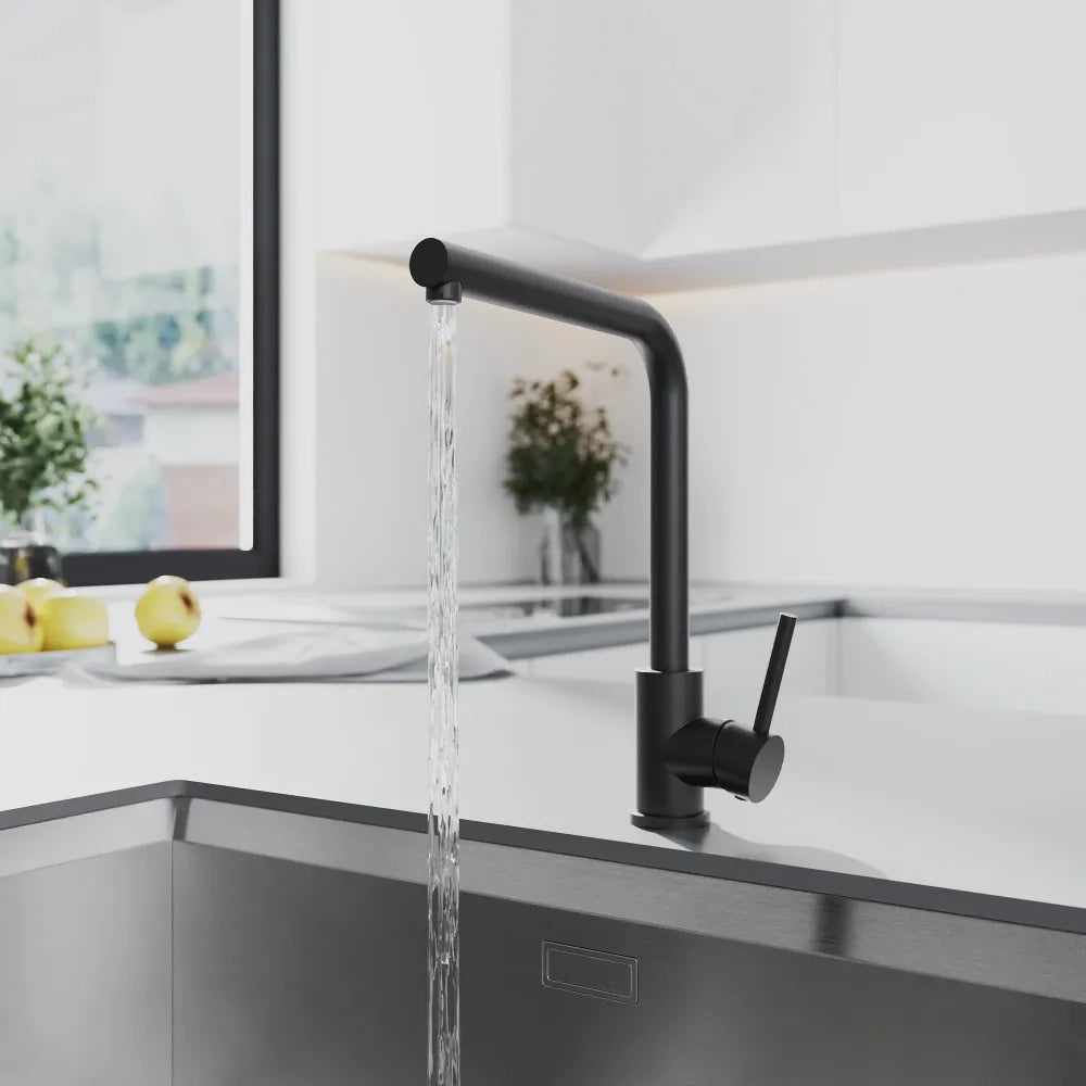 Miscelatore lavello cucina orientabile in acciaio inox nero opaco | Zenzero