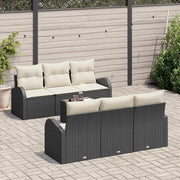 Set Divano da Giardino 7 pcs Nero e Crema polyrattan
