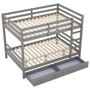 Letto a Castello 140x200 cm; 2 Posti; con Cassetti e Scala - in Legno e MDF - Grigio
