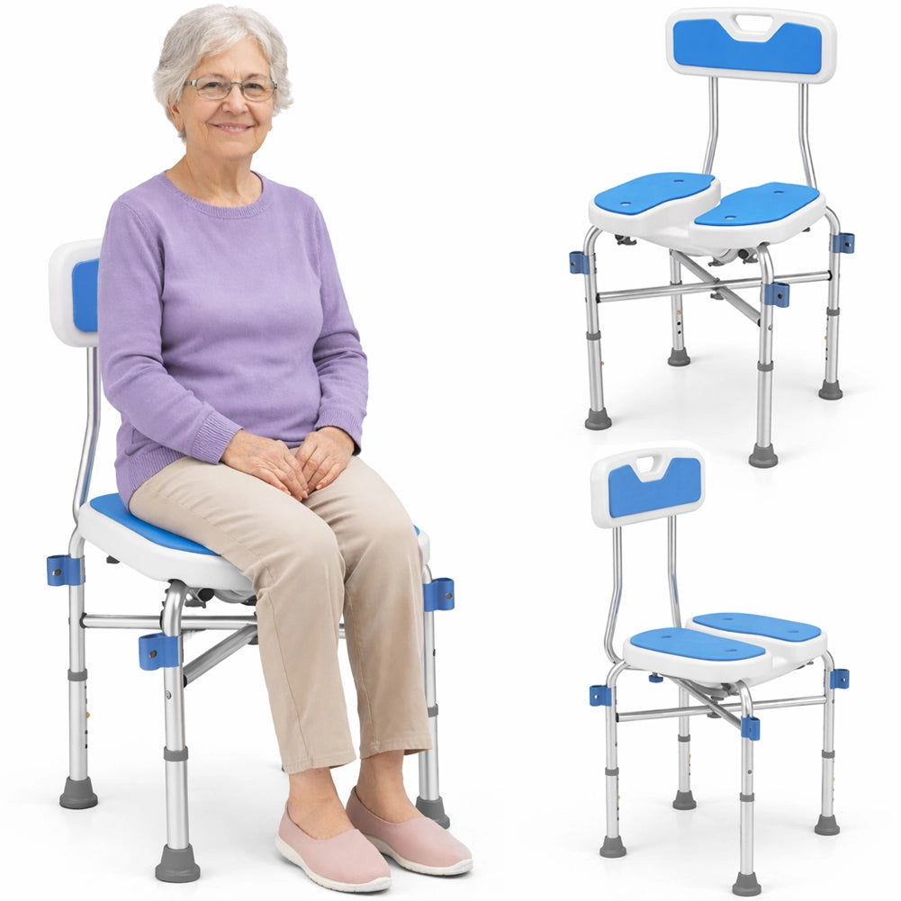 Sedia Sgabello da Doccia WC in Alluminio Altezza Regolabile 83-93 cm per Anziani