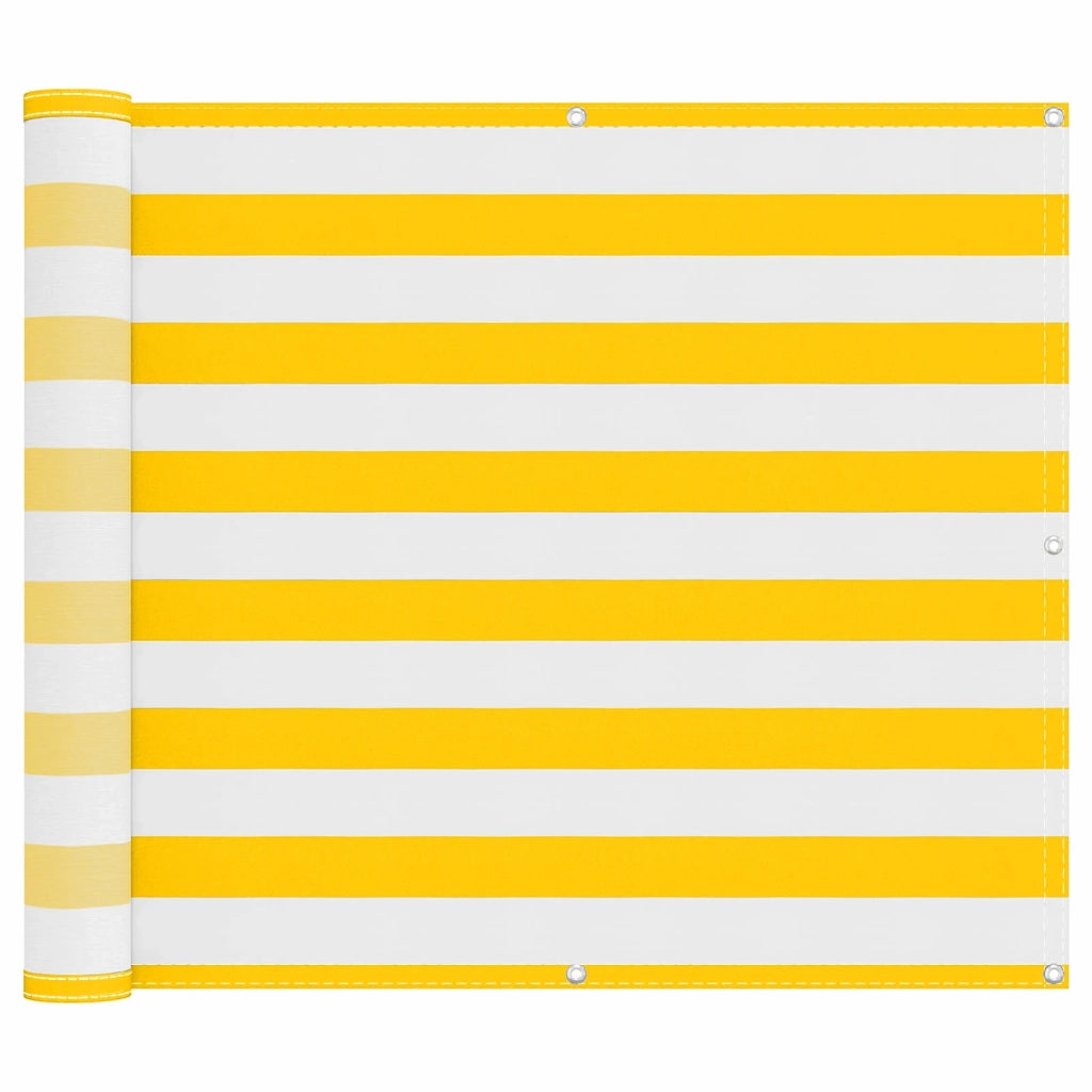 Schermo da balcone | Paravento da Balcone Giallo e Bianco 100 x 400 cm Tessuto Oxford