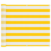 Schermo da balcone | Paravento da Balcone Giallo e Bianco 100 x 400 cm Tessuto Oxford