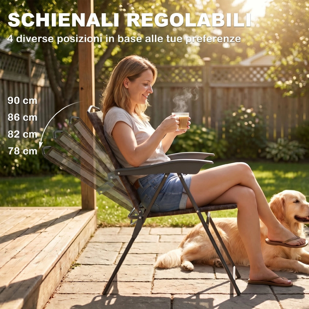 Set Tavolino con 2 Sedie Pieghevole Esterno ¨C Minimal ¨C Marrone