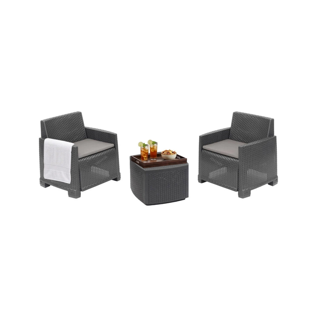 Salottino Outdoor Ari, set Salotto da Esterno 2 Posti Made in Italy, Nero Antracite