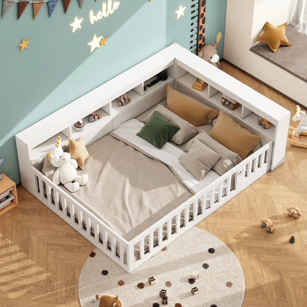 Letto divano 140×200 cm 2 posti con vani laterali; prese USB e barriera estraibile; senza materasso; bianco