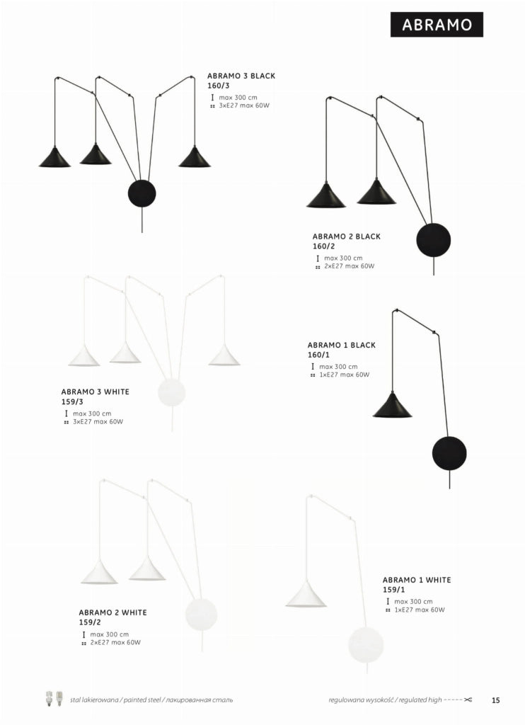 Lampadario Emibig Abramo bianco 3 luci E27 regolabile