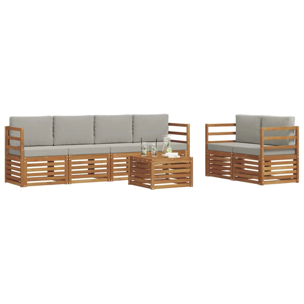 Set di divani da esterno 7 pcs Grigio Naturale e Chiaro 3374391