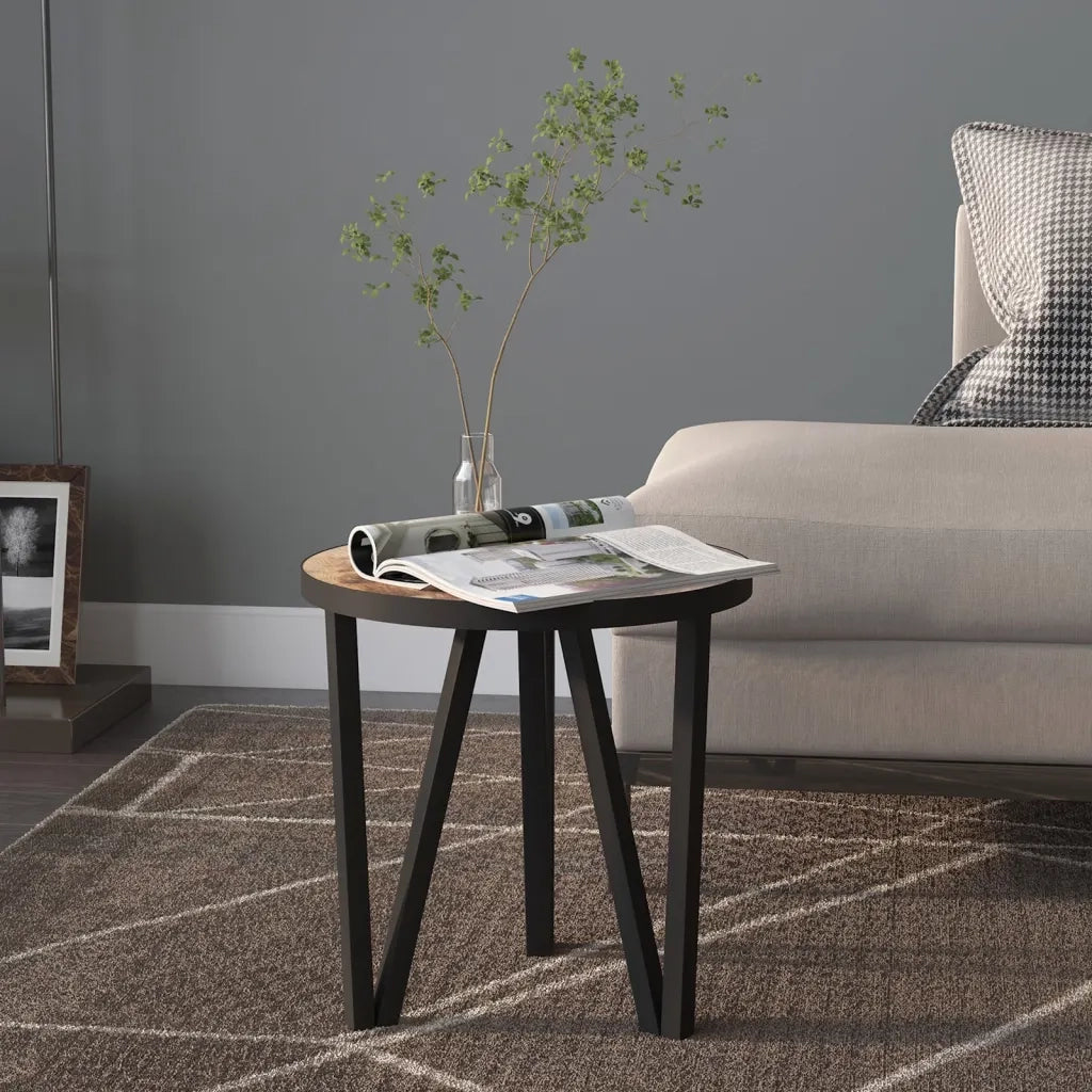 Tavolino Nero e Giallo Ø35 cm in MDF 331665